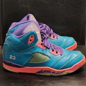 AIR JORDAN Girls Retro 5 GS Tropical Teal size 3